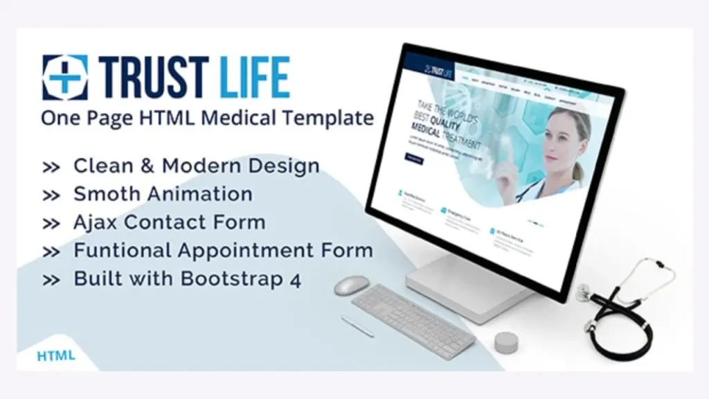 Medical Website Custom Template Trustlife