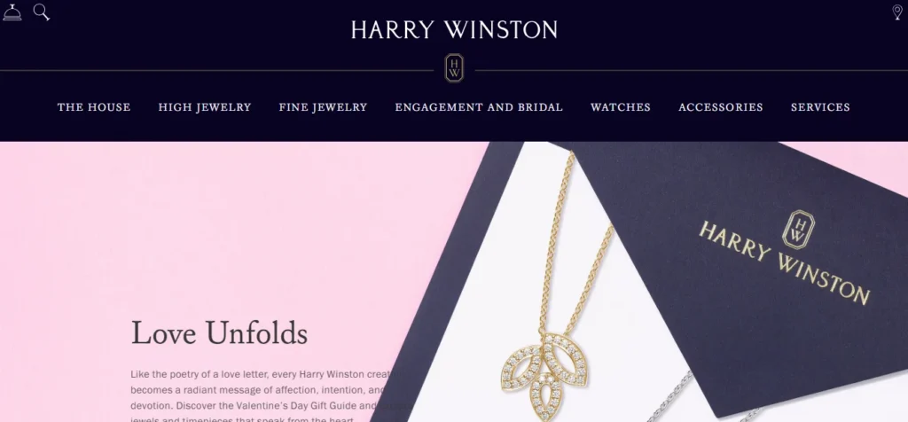 Harry Winston ultra-luxury jewelry website