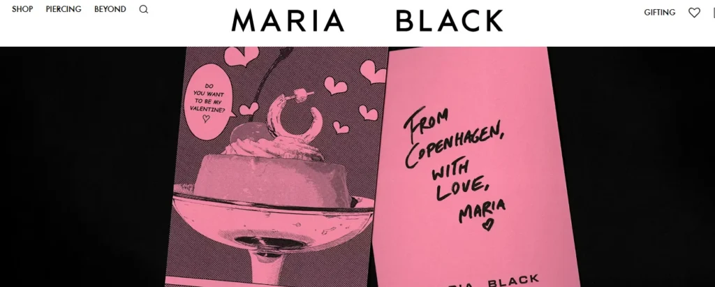 Maria Black Scandinavian minimal jewelry website