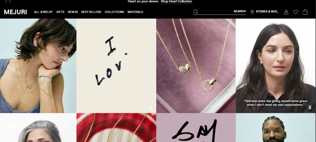 Mejuri minimal D2C jewelry website